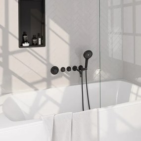 Brauer Black Carving Badkraan inbouw - douchegarnituur - 20cm uitloop - met inbouwdeel - 3 carving knoppen - handdouche rond 1 stand - mat zwart 5-S-094