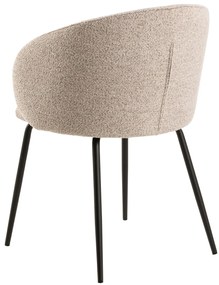 CLARA Beige Latte (stof Monza 60)/zwarte poten - MODERNE GESTOFFEERDE KUIPSTOEL VOOR WOONKAMER/EETKAMER/KANTOOR LOFT