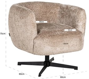 Richmond Interiors Estelle Draai Fauteuil Met Ronde Rug Naturel