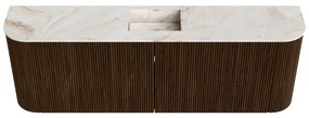 Mondiaz Joya DLux 125cm toiletmeubel ronding links/rechts walnut met wastafel faye midden zonder kraangat frappe