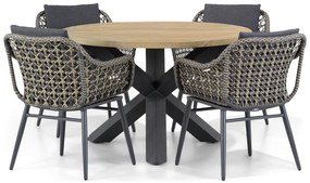 Tuinset Ronde Tuintafel 4 personen 120 cm Wicker Taupe  Lifestyle Garden Furniture Dolphin/Rockville