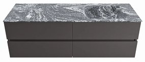 Mondiaz Vica DLux badmeubel 150cm dark grey 4 lades met wastafel lava rechts zonder kraangat