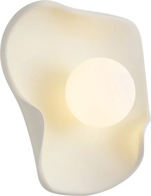 Japandi wandlamp creme met wit glas - Parel