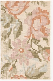 Wollen vloerkleed Rosha met geborduurd bloemenpatroon