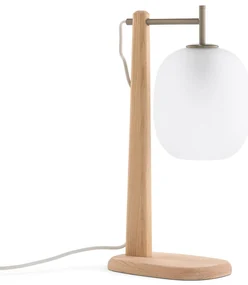 Tafellamp in eik en mat glas, Navida