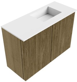 Mondiaz Joya 60cm toiletmeubel dusk met wastafel faye rechts 1 kraangat talc