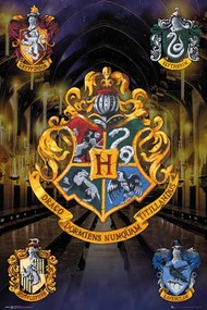 Poster Harry Potter - Wapenschilden van Zweinstein, (61 x 91.5 cm)