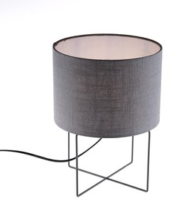 Stoffen Moderne tafellamp zwart met grijze kap - Hina Modern E27 rond Binnenverlichting Lamp