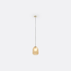 Hanglamp in messing en amber glasØ20 cm, Bumble