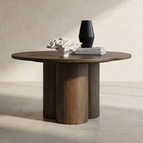 Salontafel Met Cilindervormige Poten Mocca - 80 X 80cm.
