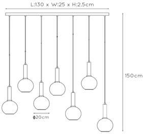 Lucide Marius hanglamp 130cm 7x E27 zwart