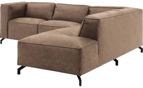 Goossens Bank Calvin bruin, micro leer, 2-zits, modern design met ligelement rechts