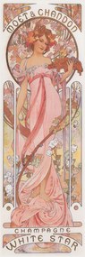 Kunstdruk Moët & Chandon White Star Champagne (Beautiful Art Nouveau Lady, Advertisement) - Alfons / Alphonse Mucha, (20 x 60 cm)