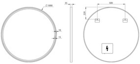 Sapho Kadris ronde spiegel met verlichting 100cm zwart