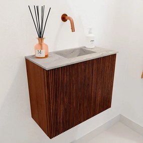 Mondiaz Joya DLux 50cm toiletmeubel ruby met wastafel faye rechts zonder kraangat glace