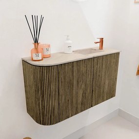 Mondiaz Joya DLux 70cm toiletmeubel ronding links dusk met wastafel faye rechts 1 kraangat frappe