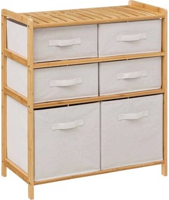 5Five Tidy Box Opbergkast - 6 Polyester Manden - 66 x 33 x 78 cm - Beige