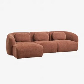 3-delige Linker Chaise Longue Modulaire Bank In Chenille Coquette Chenille Roestbruin - Sklum