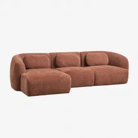 3-delige Linker Chaise Longue Modulaire Bank In Chenille Coquette Roestbruin Chenille - Sklum