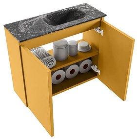 Mondiaz Ture DLux toiletmeubel 60cm ocher met wastafel lava rechts zonder kraangat