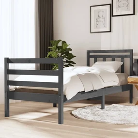 vidaXL Bedframe massief hout grijs 90x190 cm 3FT Single