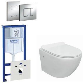 Go Compact - Toiletset - spoelrandloos - grohe inbouwreservoir - toiletzitting - bedieningsplaat - chroom 0720001/0729205/sw242519/