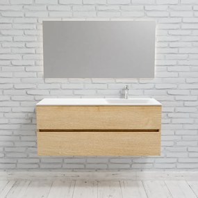 Zaro Valencia Solid Surface badmeubel 120cm licht eiken 1 kraangat spoelbak rechts met 2 lades