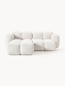 Modulaire bank Tayla (3-zits) van bouclé met poef (links/rechts)