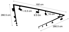 Modern railsysteem met 14 Spot / Opbouwspot / Plafondspots zwart 1-fase - Iconic Jeana Modern GU10 Binnenverlichting Lamp