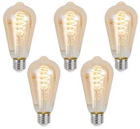 Set van 5 Smart E27 dimbare LED lampen ST64 amber 4.9W 320 lm 2500K