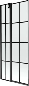 Mexen Flip douchewand met 2 panelen 80 x 150 cm, zwart raster, zwart - 894-080-101-70-77