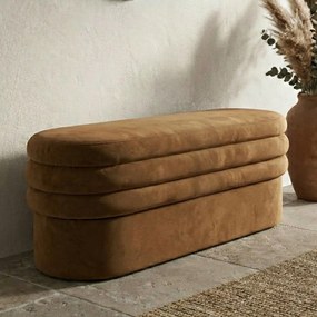 Dutchbone Aditi Ovalen Bankje Bruin Fluweel