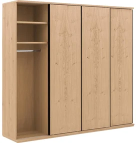 Goossens Excellent Kledingkast Wood, 240 cm breed, 223 cm hoog, 4 hout schuifdeuren