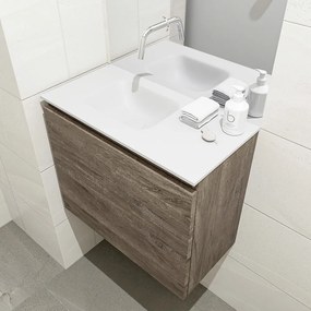 Mondiaz Olan 60cm toiletmeubel dark brown met wastafel talc links geen kraangat