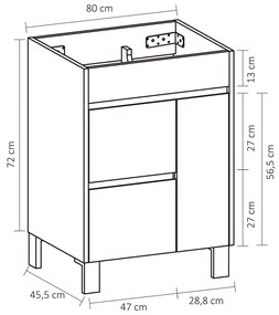 Differnz Sofi onderkast 80cm eiken