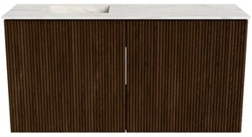Mondiaz Joya DLux 80cm toiletmeubel walnut met wastafel faye links zonder kraangat ostra