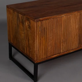 Mangohout Tv-meubel Met Ribbels - 140x40x45cm.