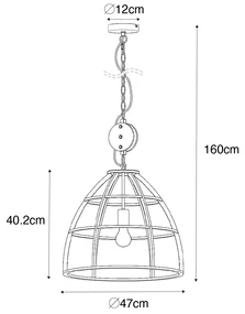 Smart hanglamp met dimmer antraciet met hout 47 cm incl. Wifi G95 - Arthur Industriele / Industrie / Industrial E27 rond Binnenverlichting Lamp