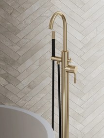 Saniclear Brass Curved Pro vrijstaande badkraan geborsteld messing - mat goud