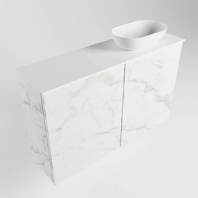 Mondiaz Fowy toiletmeubel 80cm Carrara met witte waskom rechts en kraangat