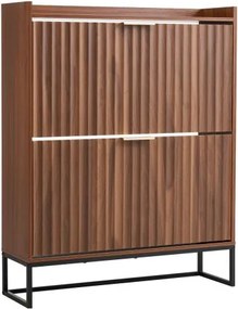 VEVOR Schoenenkast met 2 kleppen, ruimtebesparende schoenenkieper en anti-kantelfunctie, vrijstaande schoenenrek-organizer voor hal, woonkamer, veranda, schoenenrek 80 x 24 x 100 cm bruin