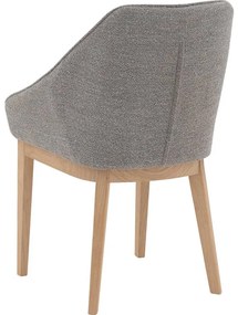 Goossens Eetkamerstoel Koncept lichtgrijs stof met armleuning, modern design