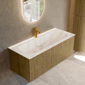 Mondiaz Kurve-dlux 110cm badmeubel dusk met 1 lade en wastafel big medium midden 1 kraangat frappe