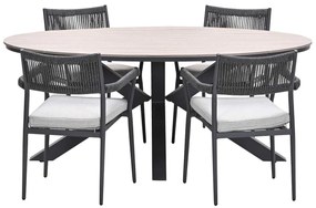 Garden Impressions Tineo tuinset 5-delig - Tulli tuintafel 180x115 cm - light teak vironwood