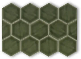 Hoogglans Handvorm Wandtegel 10.8x12.4 Cm Hexagon Princeton Topaz Groen RBT61