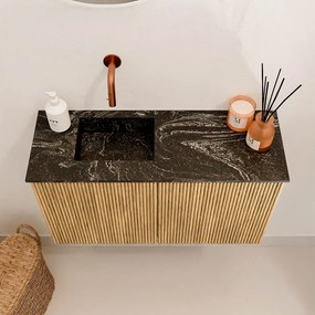 Mondiaz Joya DLux 70cm toiletmeubel oak met wastafel faye links zonder kraangat lava