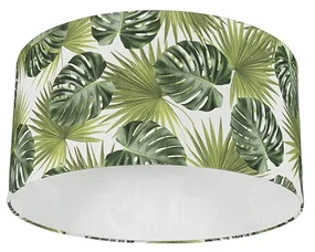 Stoffen Katoenen lampenkap blad dessin rond 50/50/25 - Leaf Modern