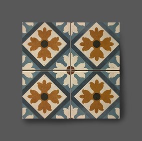 Vloertegel 15x15 Cm Bloemen Patroon Blauw Bruin A150