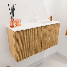 Mondiaz Joya 80cm toiletmeubel oak met wastafel faye rechts 1 kraangat talc