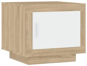 vidaXL Salontafel 51x50x45 cm bewerkt hout wit en sonoma eikenkleurig